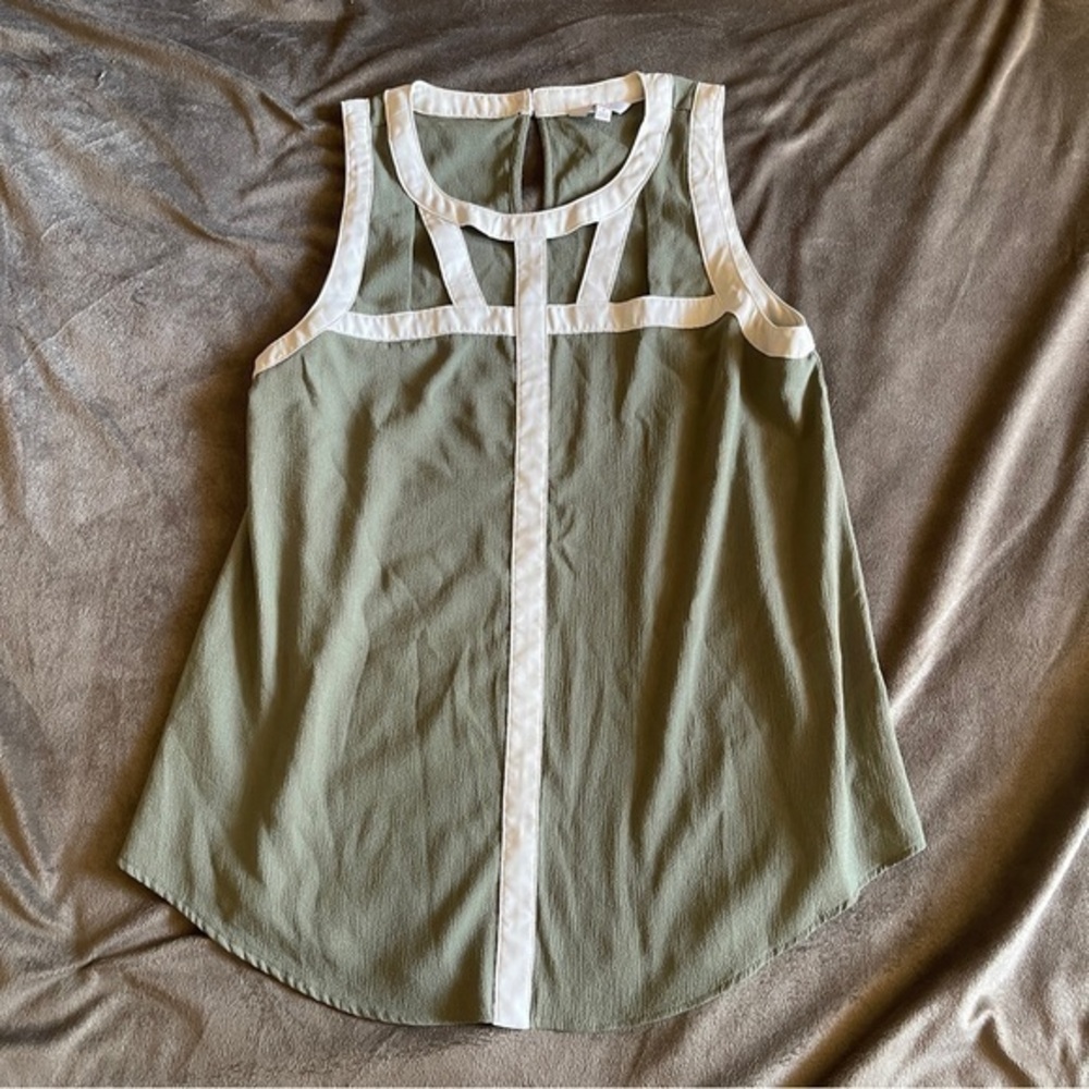 Candie's Sage Green Tank Top with White Accents